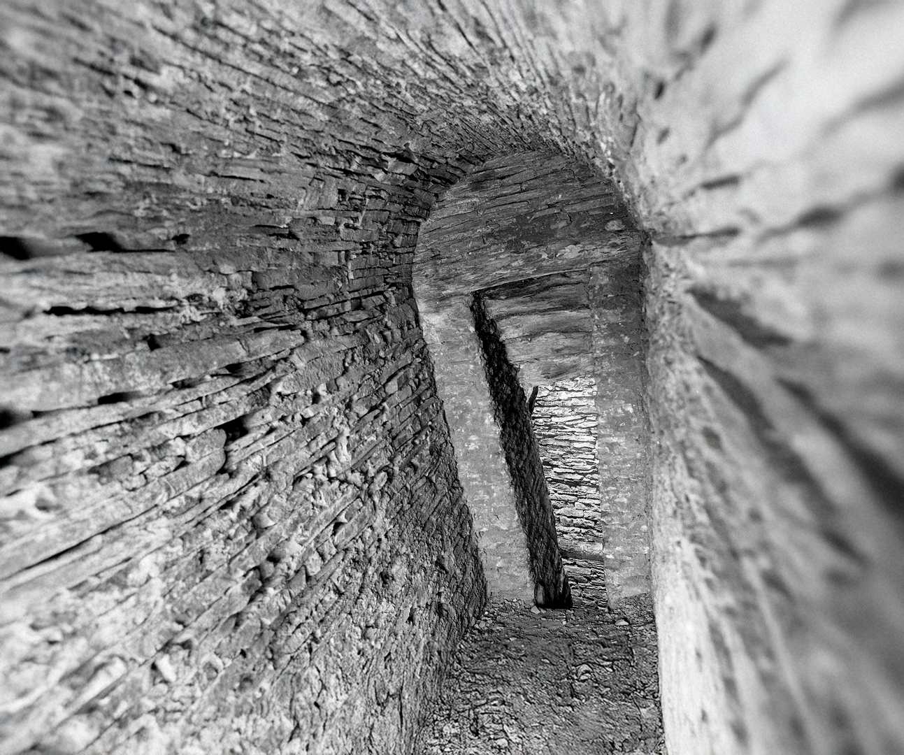 View into engine shaft Penrhiw Mine Ystumtuen 1975-Edit